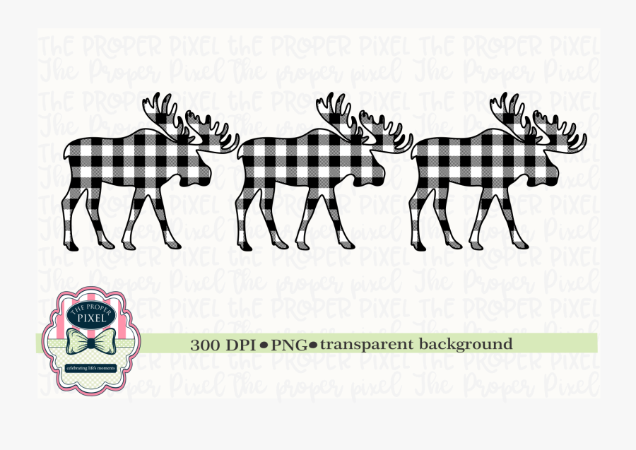 Moose Design Buffalo Plaid Christmas Sublimation Printable - Christmas Buffalo Plaid Clipart, Transparent Clipart