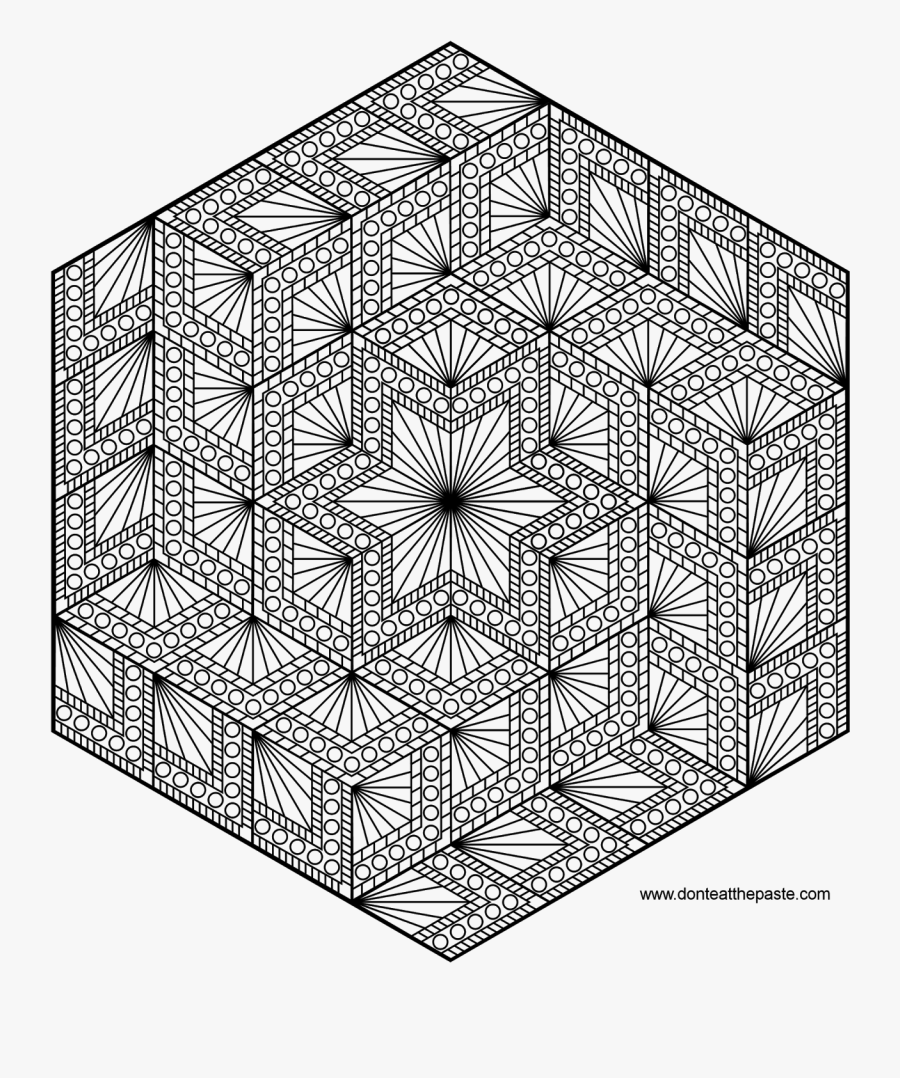 Hexagon Mandala Colouring Pages, Transparent Clipart