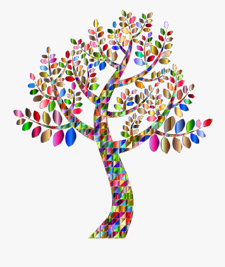 Complex Prismatic Tree Variation - Colourful Tree Transparent Background, Transparent Clipart