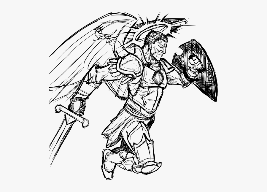Angel Of War Line Art - Warrior Angel Coloring Pages For Adults, Transparent Clipart