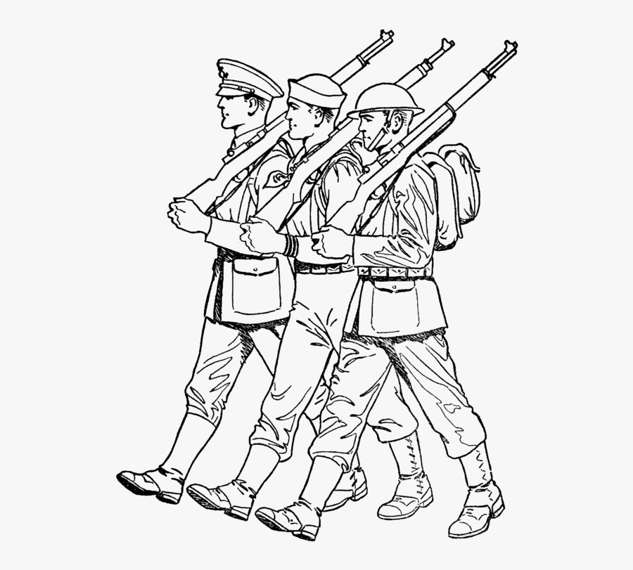 Soldiers Marching Coloring Pages, Transparent Clipart