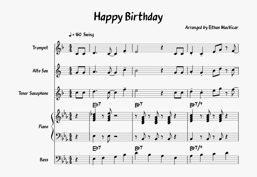 Alto Sax Happy Birthday To You - Eastside Drum Sheet Music, Transparent Clipart