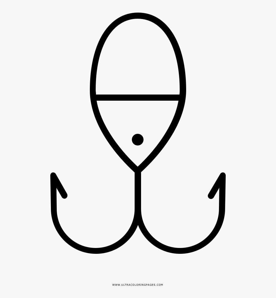 Fish Hook Coloring Page - Fish Hook Drawing, Transparent Clipart