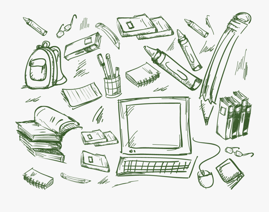 Environment Drawing School - Sketch Of School Materials, Transparent Clipart