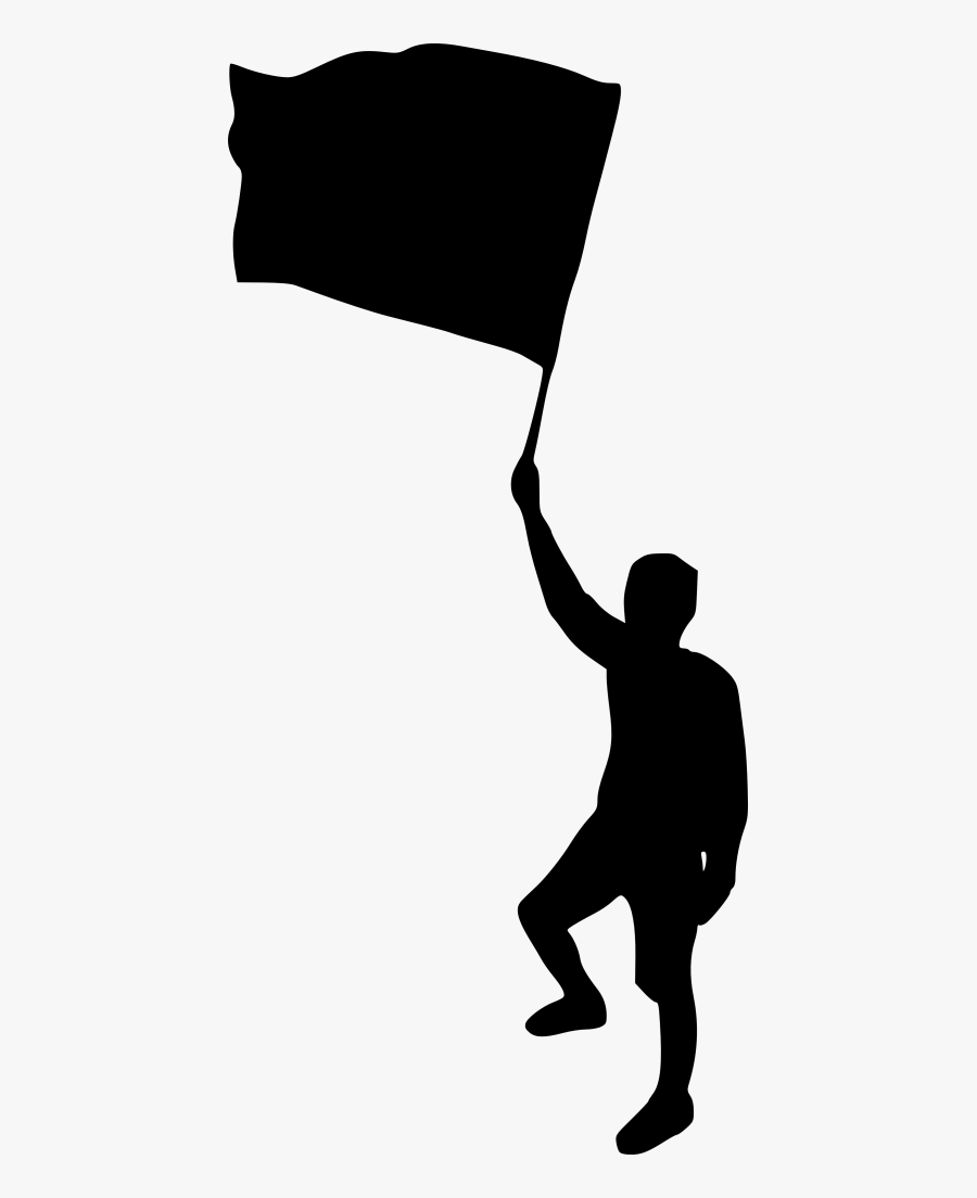 Man With Flag Silhouette Png, Transparent Clipart