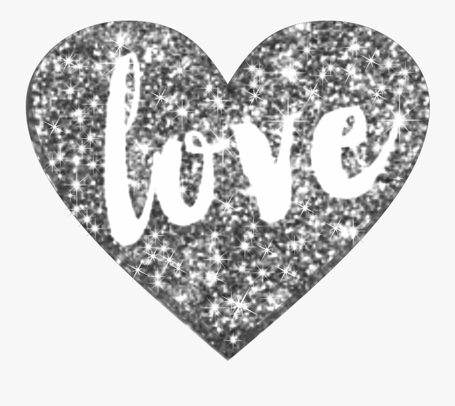 Ftestickers Stickers Glitter Heart Love Sparkles Heart - Silver Glitter Heart Png, Transparent Clipart