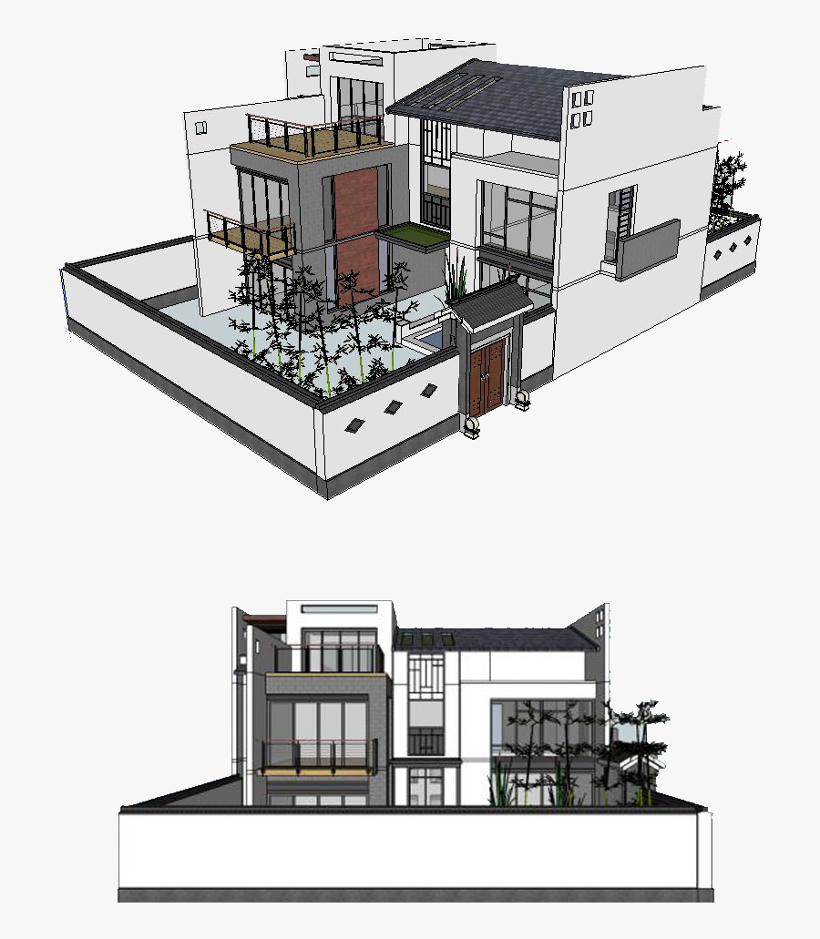 Drawing 3d House - 3d Drawing Architecture In Sketchup, Transparent Clipart