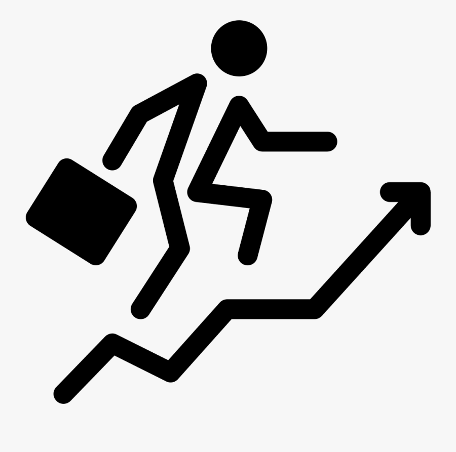 Businessman With Ascending Stair - Business Man Stairs Icon, Transparent Clipart