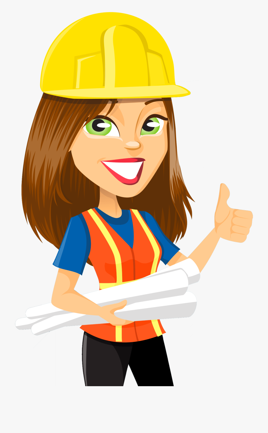 Cartoon Female Construction Worker Free Transparent Clipart Clipartkey