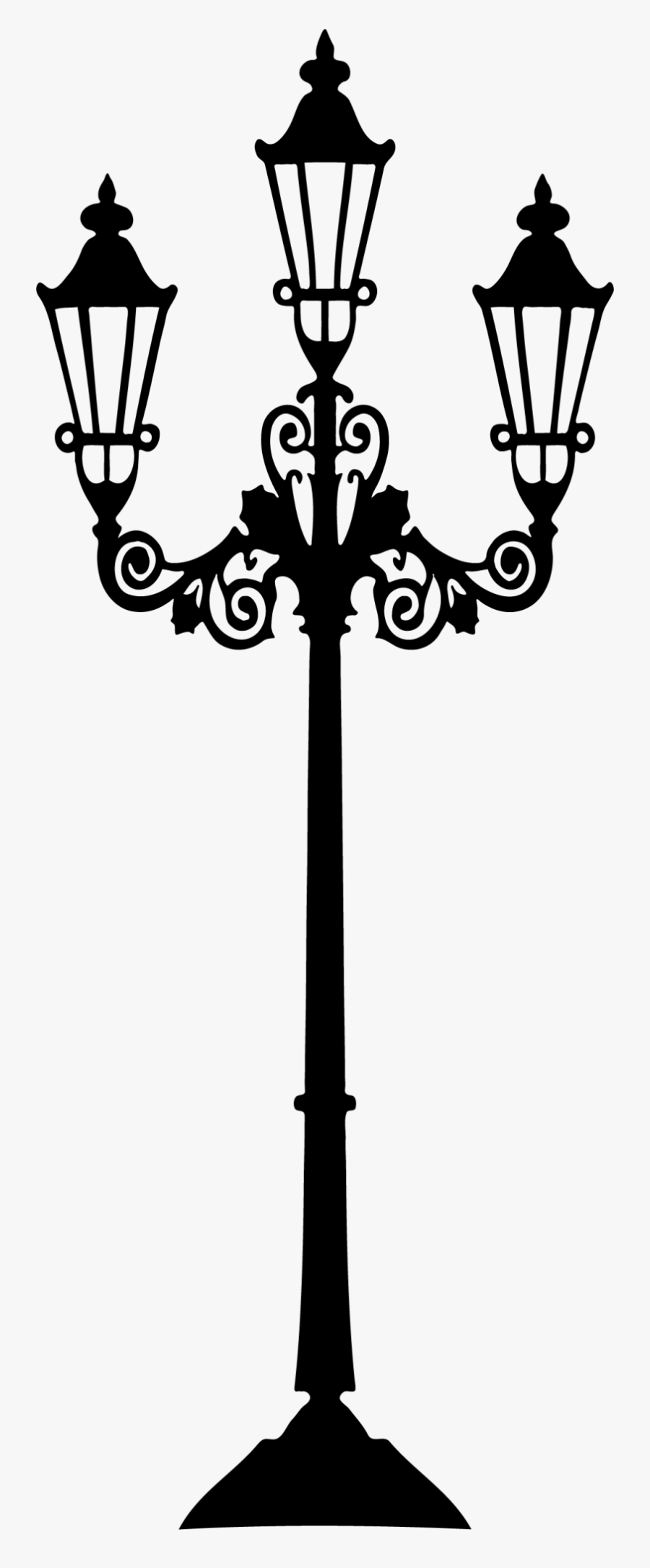 Lights Clipart Hollywood - Victorian Lamp Post Silhouette, Transparent Clipart