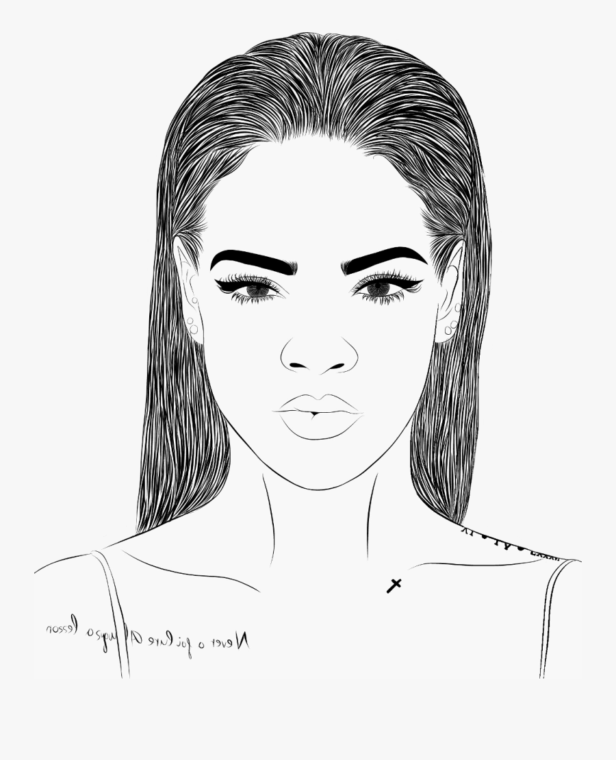 #rihanna #rhianna #rihannafanart #cutout #outline #sketch - Good And Evil Self Portrait, Transparent Clipart