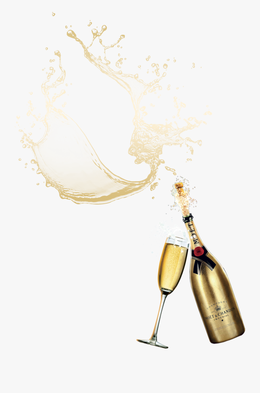 Champagne Glass Wine Bottle - Champagne Popping Png, Transparent Clipart