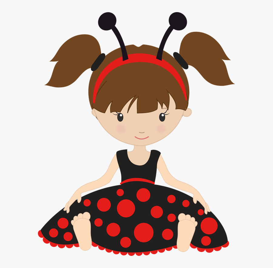 Inktastic Ethnic Ladybug Girl In Black Dress Baby Bib - Ladybird Beetle, Transparent Clipart