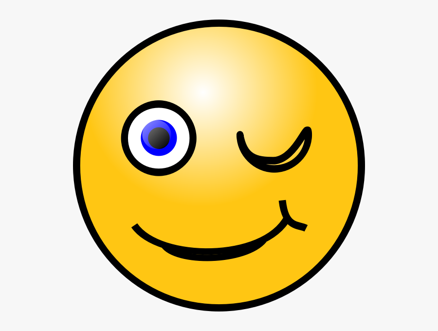 Winking Face Emoticon - Smiley Wink Animated Gif, Transparent Clipart