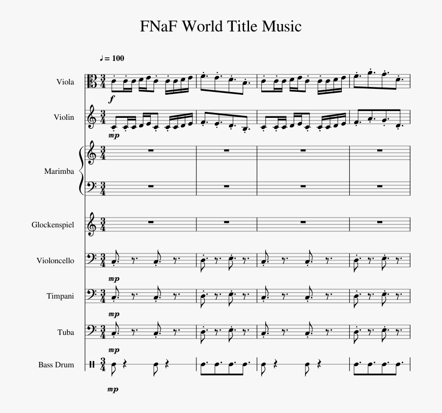 F Naf Violin Notes Songs - Trombone Sheet Music Fnaf, Transparent Clipart