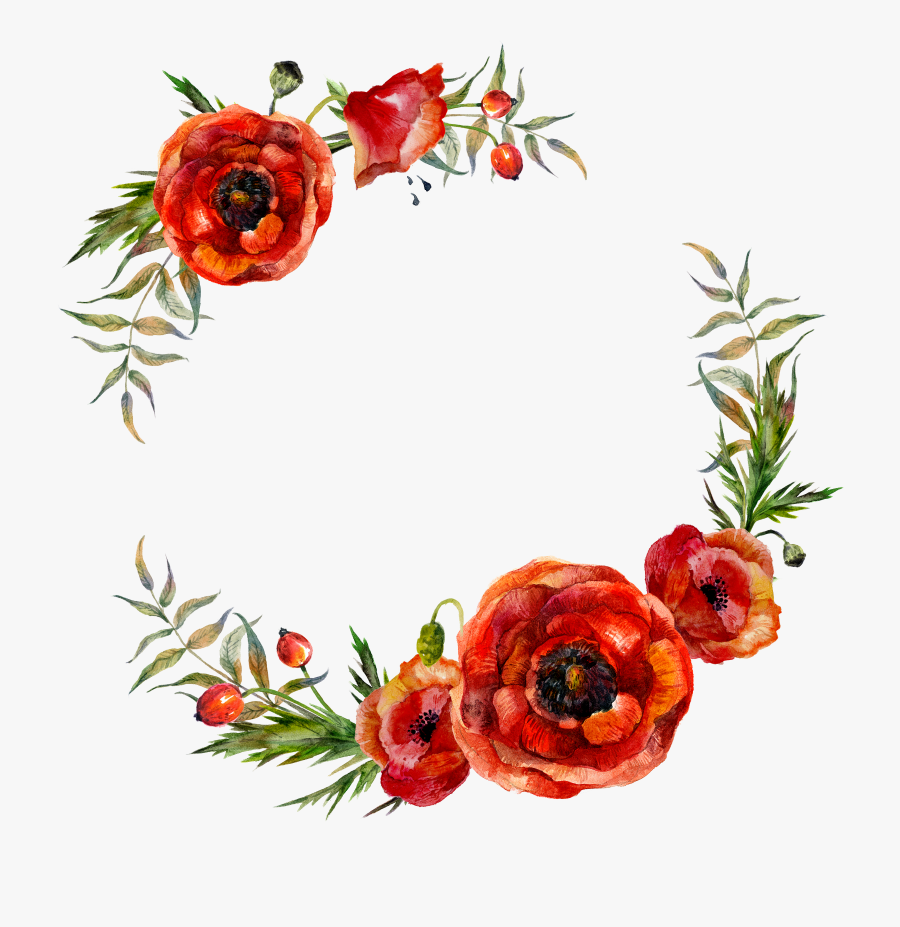 Watercolor Flower Wreath Clipart, Transparent Clipart