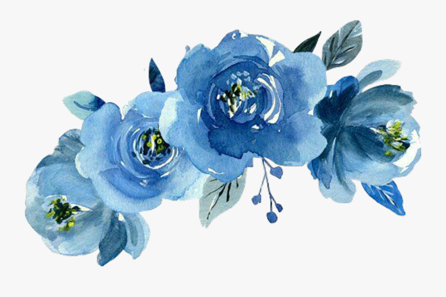 Transparent Flower Crown Png Tumblr - Transparent Background Blue Watercolor Flowers, Transparent Clipart