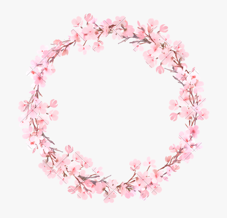 Transparent Watercolor Floral Wreath Png - Cherry Blossom Wreath Clipart, Transparent Clipart