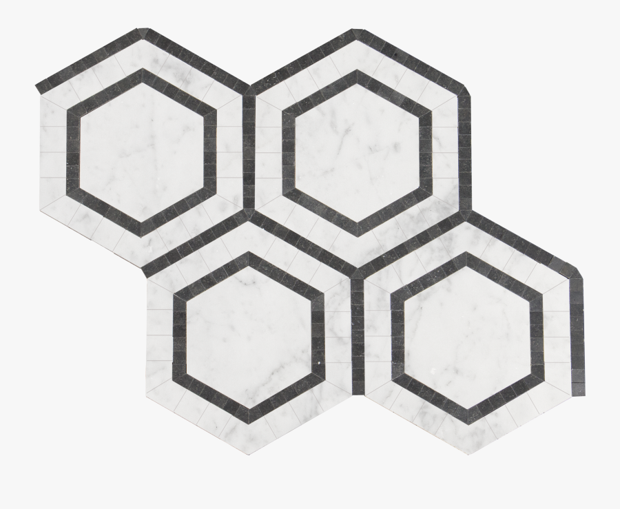 Bianco Gioia Marble Mosaic Tile Ovation Hexagon Wblack - Carrara & Nero Marquina Hexagon, Transparent Clipart