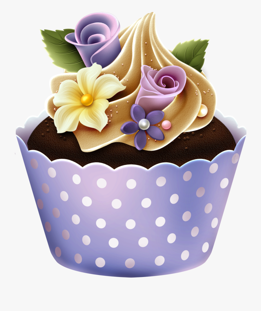 Transparent Cupcake Clipart Free - Cupcake With Flower Clipart, Transparent Clipart