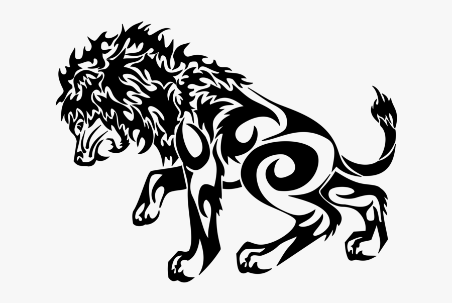 Lionhead Rabbit Tiger Tattoo Tribe - Lion Tribal Art Drawings, Transparent Clipart