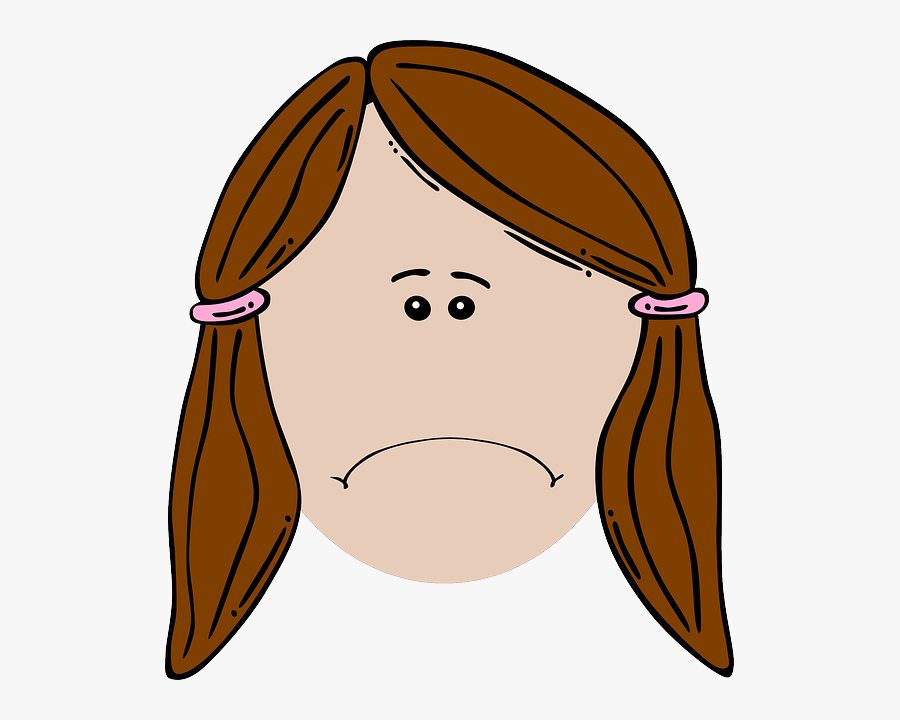 Sad Face Girl Cartoon, Transparent Clipart