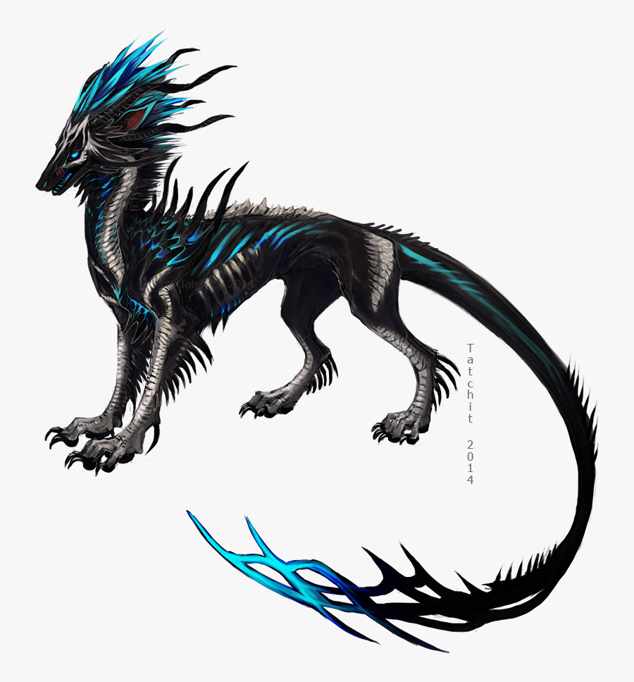 Drawn Wolfman Mythical Creature - Black Wolf Dragon Hybrid, Transparent Clipart