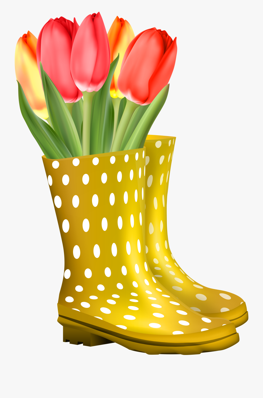 Rubber With Tulips Transparent - Rain Boot Clipart, Transparent Clipart