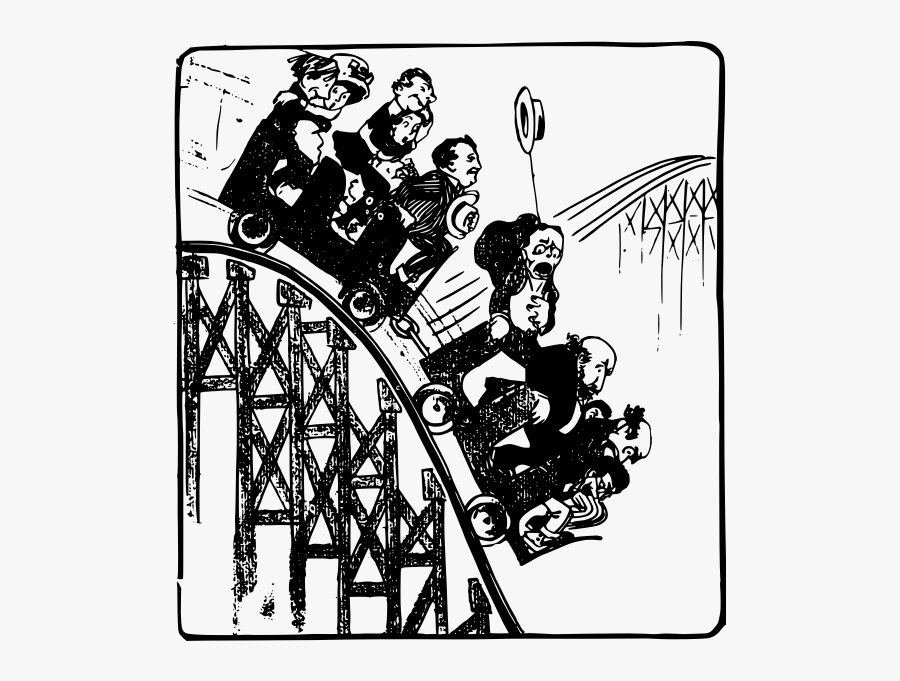 People On A Rollercoster - Roller Coaster Clipart Black N White, Transparent Clipart
