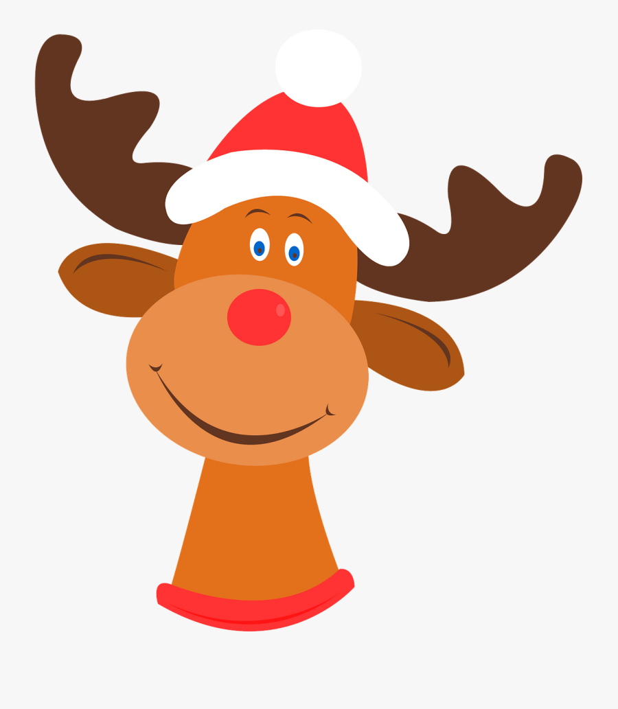 Cartoon Face Rudolph The Red Nosed Reindeer, Transparent Clipart