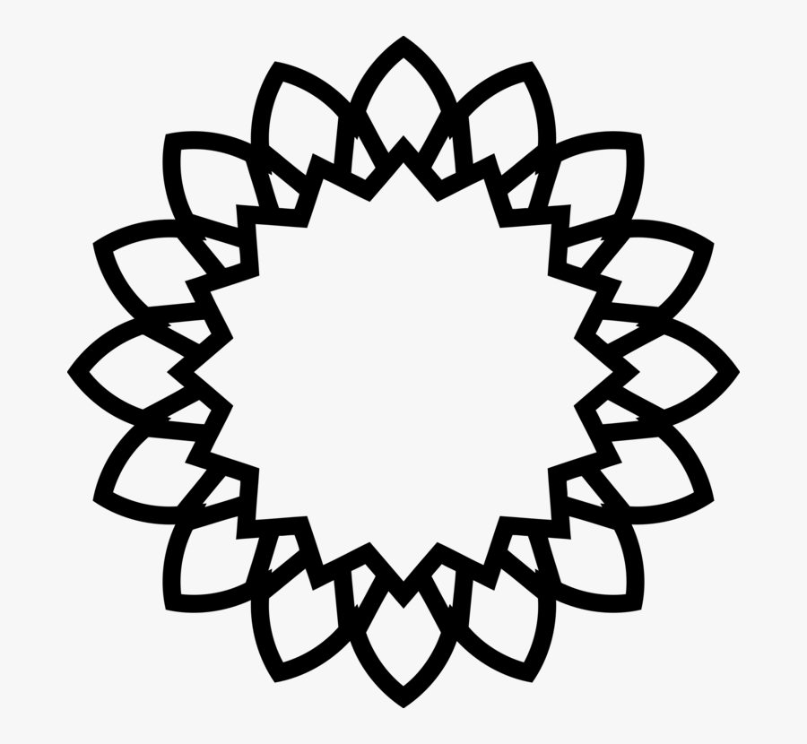 Line Art,circle,symmetry - Outline Image Of Sunflower, Transparent Clipart
