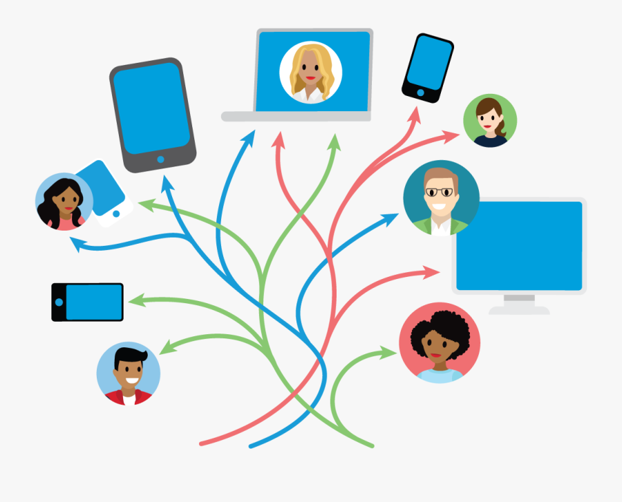 Different Routes Terminating With Hands On Devices - Graphic Design, Transparent Clipart