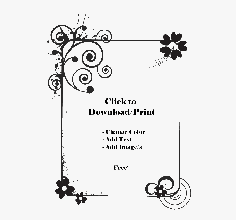 Flower Black And White Border Design, Transparent Clipart