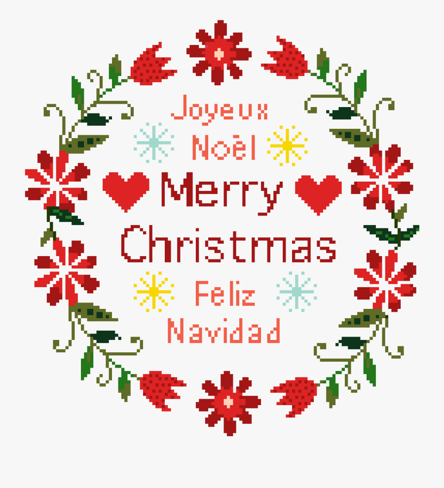 Cross Stitch Merry Christmas Pattern , Free Transparent ...