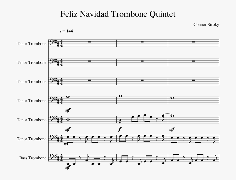 Feliz Navidad Trombone Quintet Sheet Music Composed - Percussion Zu Feliz Navidad, Transparent Clipart