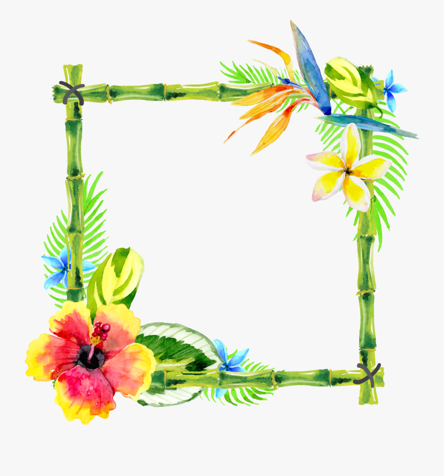 Bamboo Vector Design Border - Flower Paint Design Border, Transparent Clipart