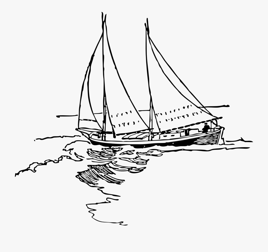 Black And White Clipart Fishing Boat, Transparent Clipart
