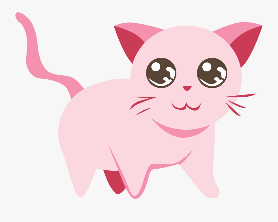 Transparent Cat With Yarn Clipart Cute Pink Cat Cartoon Free Transparent Clipart Clipartkey