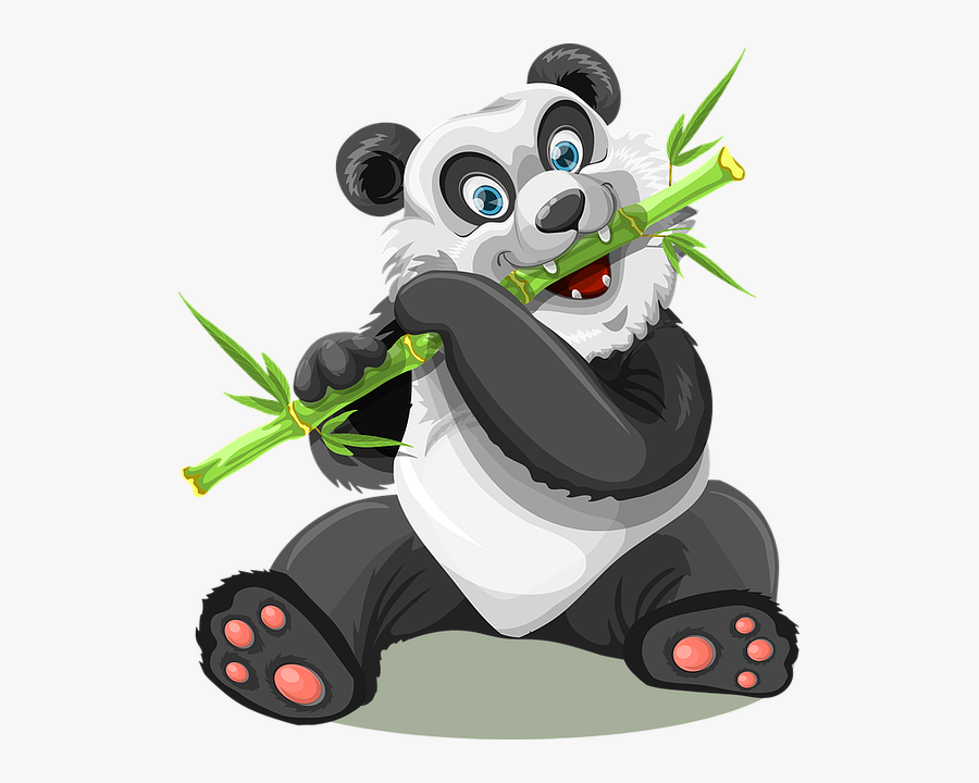 Kawaii Panda Eating Bamboo Transparent, Transparent Clipart