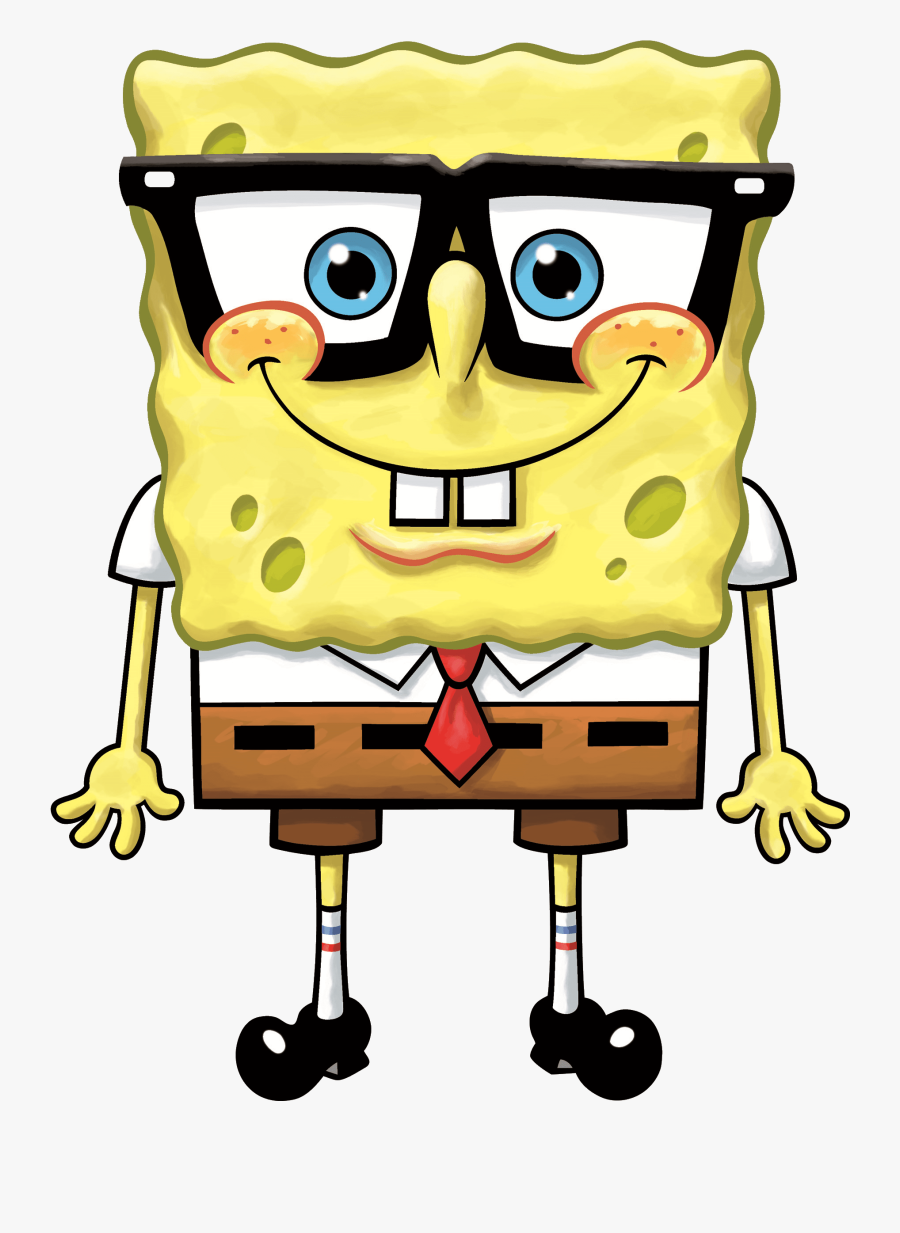 Spongebob Transparent Background - Sponge Bob Square Pants With Glasses, Transparent Clipart