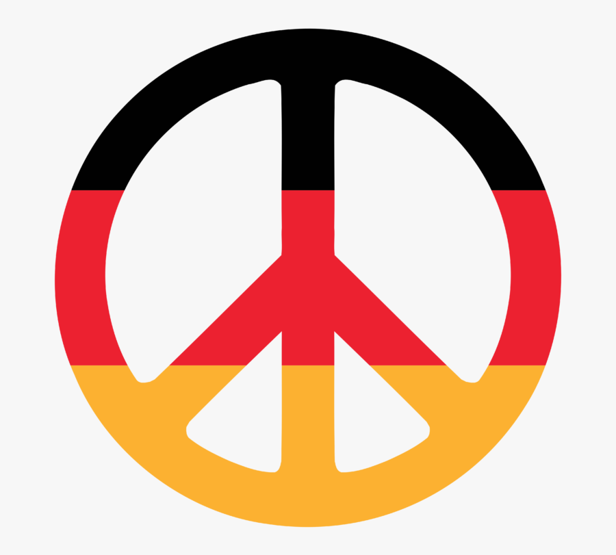 German Flag Peace Sign, Transparent Clipart
