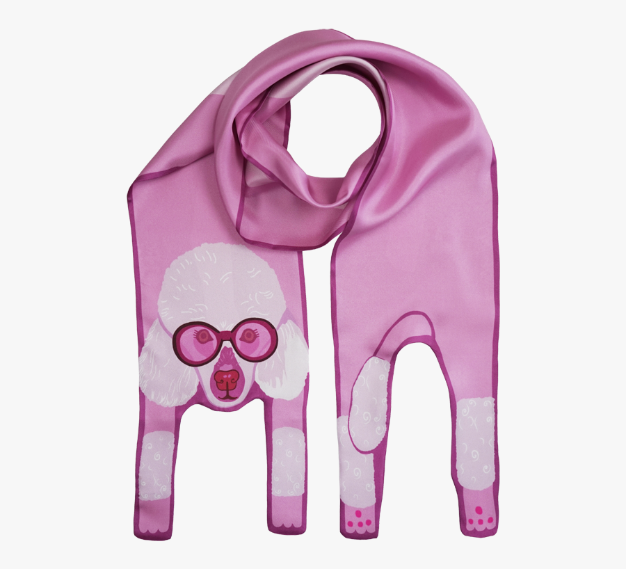 Small Fabulous Pink Poodle Long Silk Scarf - Stole, Transparent Clipart