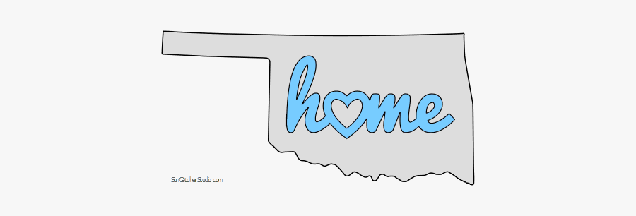 Oklahoma Home Heart Stencil Pattern Template Shape - Blue Outline Of Oklahoma State, Transparent Clipart