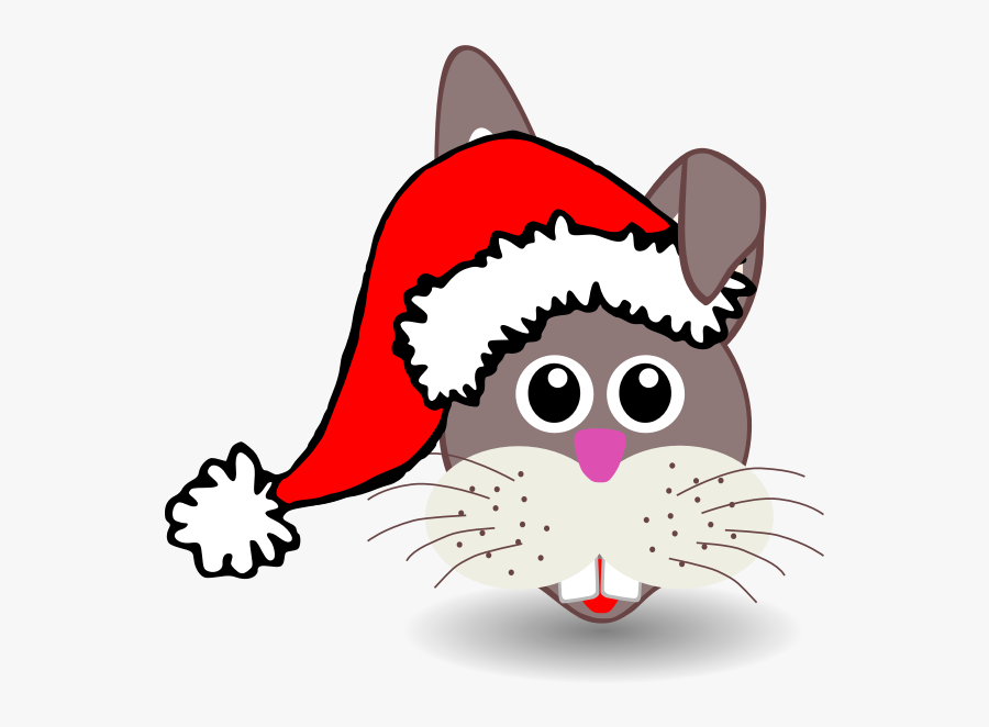 Funny Bunny Face Vector Image - Santa Hat Gif Transparent, Transparent Clipart