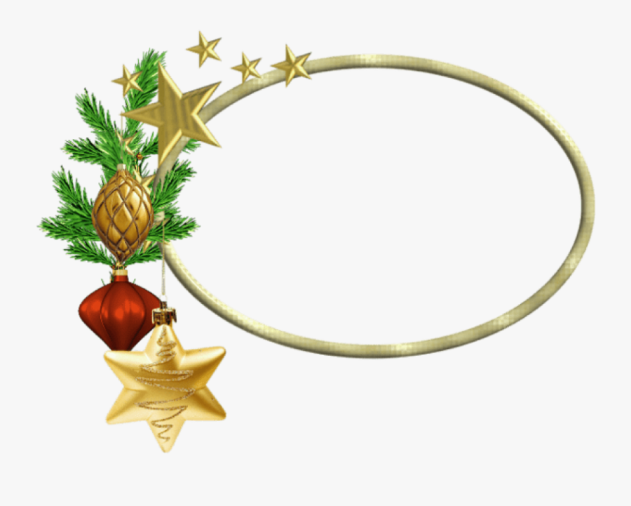 Free Png Oval Christmasframe With Stars Png Images - Gold Christmas Border Png, Transparent Clipart
