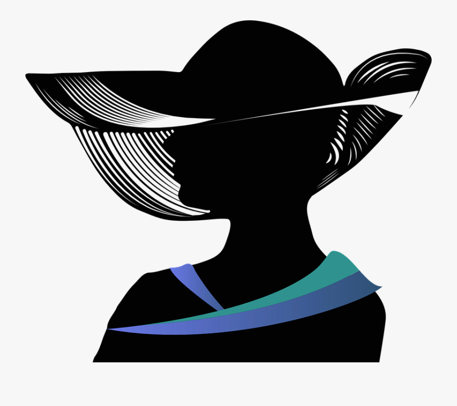 Women In A Hat Silhouette Png, Transparent Clipart