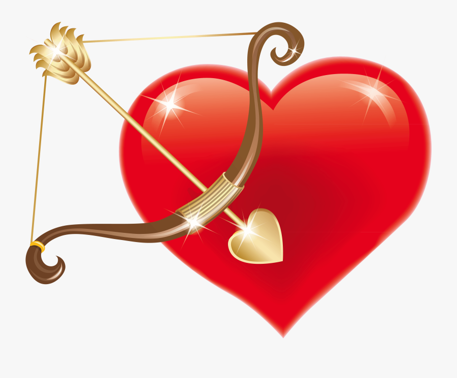 Free Cupid Clipart - Bow And Arrow Hearts, Transparent Clipart