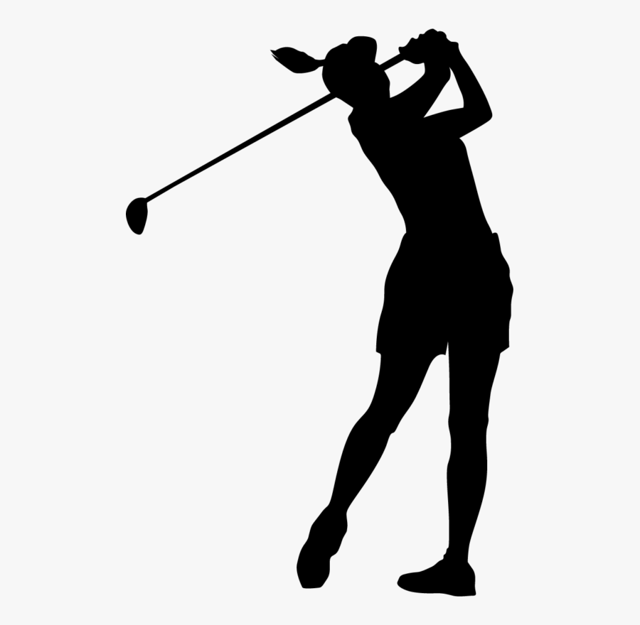 Golf Clubs Golf Balls Clip Art - Female Golfer Silhouette Png, Transparent Clipart