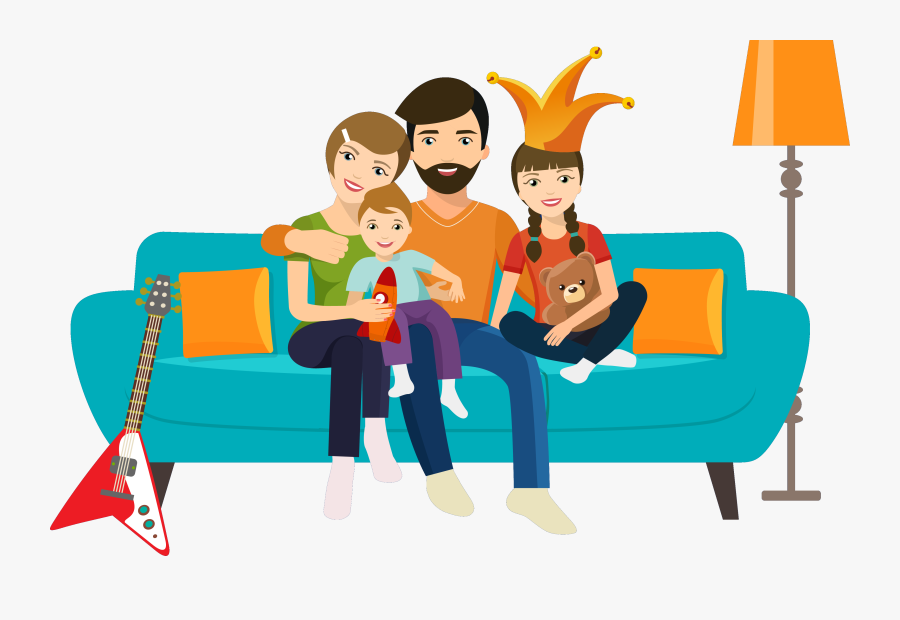 Family Photo - People On Sofa, Transparent Clipart