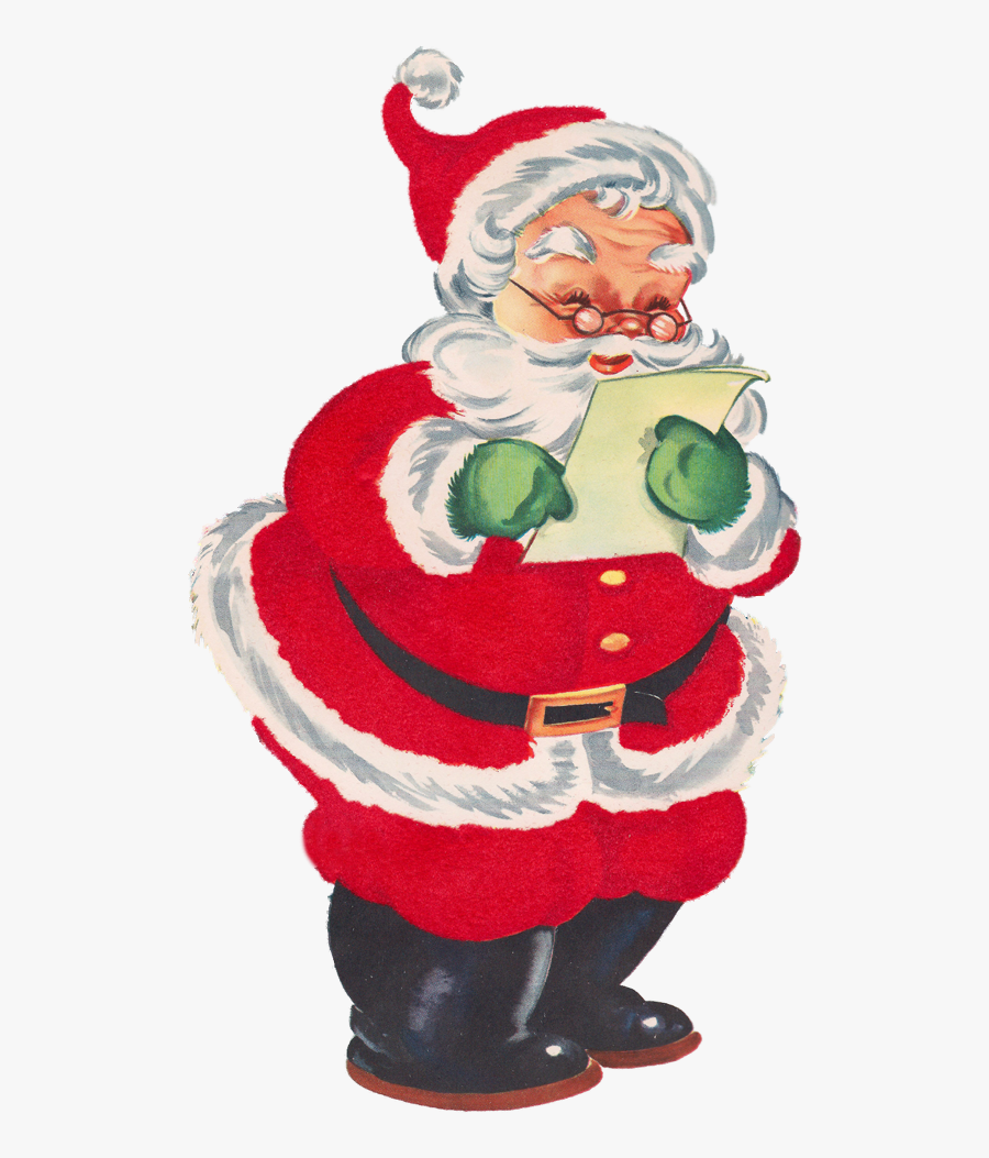 Santa With List Clipart, Transparent Clipart
